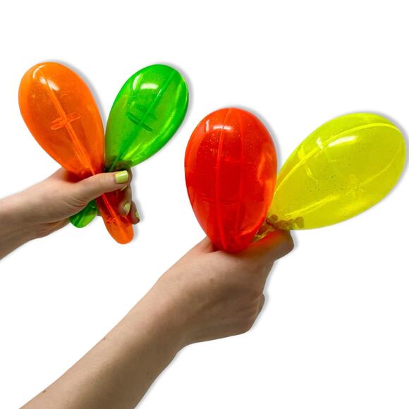Vintage Neon Plastic Maracas 7" Clear Party Toy 2005 Y2K Vibes NWOT - Picture 1 of 7